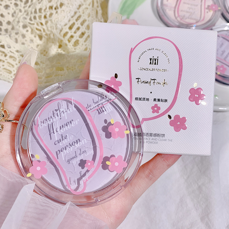 xixi clear fog feeling fixed coke powder cake makeup concealer long-lasting portable skin grinding matte surface brightening student repair loose powder