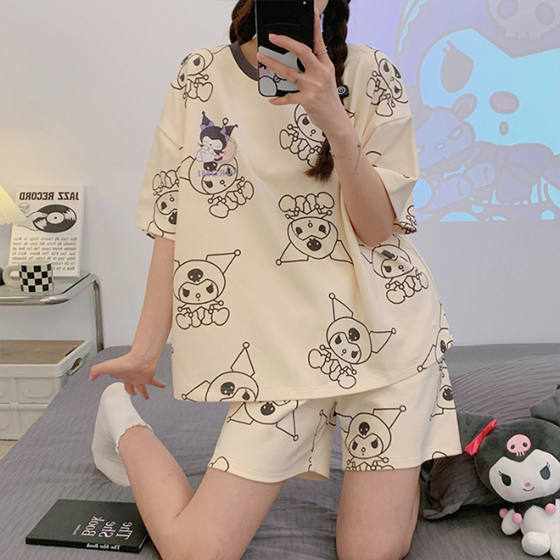 Southeast Asia Summer Women's Pajamas Women's Summer Short Sleeve Shorts Set New Cartoon Cute Thin Home Clothes Wholesale