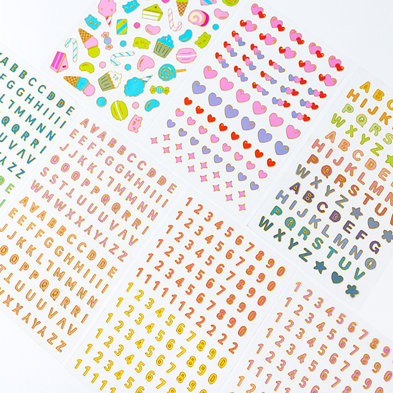 S13 Korean stationery Phnom Penh English alphanumeric stickers cartoon transparent DIY hand account color decorative stickers