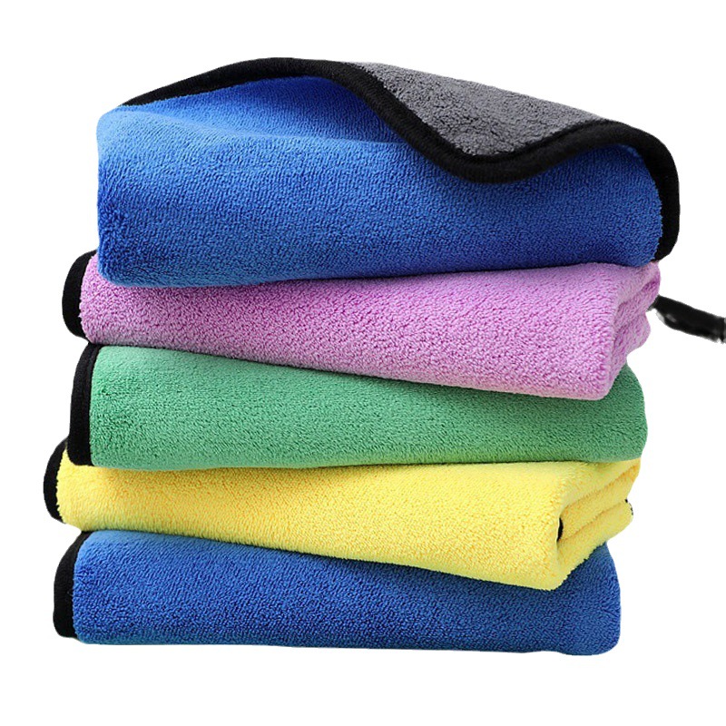 Double-sided coral fleece car towel multifunctional car wash towel thickened absorbent microfiber towel cleaning cloth