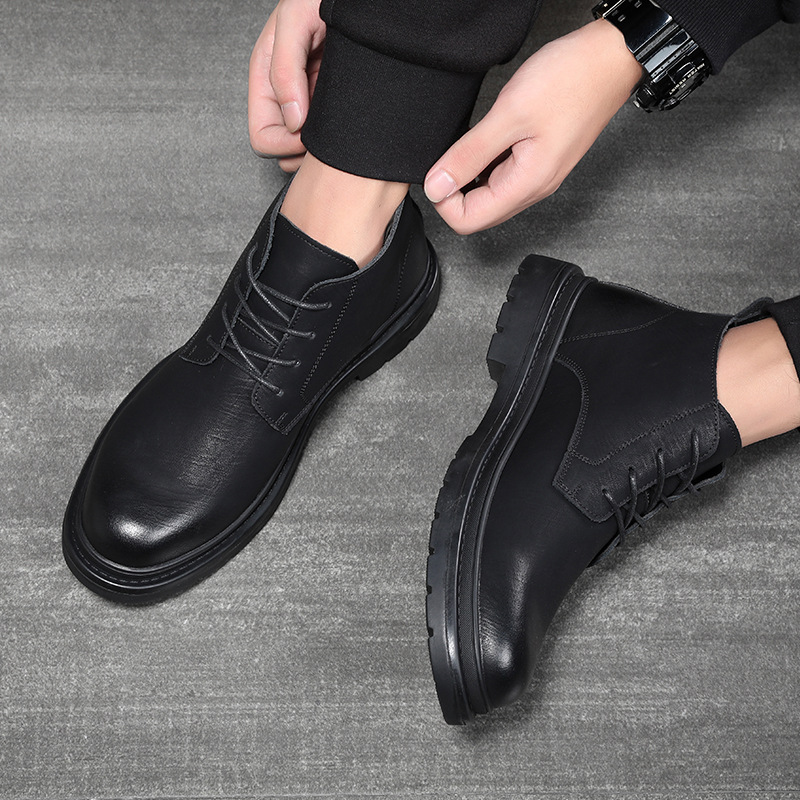 Martin boots men's high-top British style men's shoes 2023 Winter new mid-top fleece-lined warm cotton-padded shoes workwear boots men