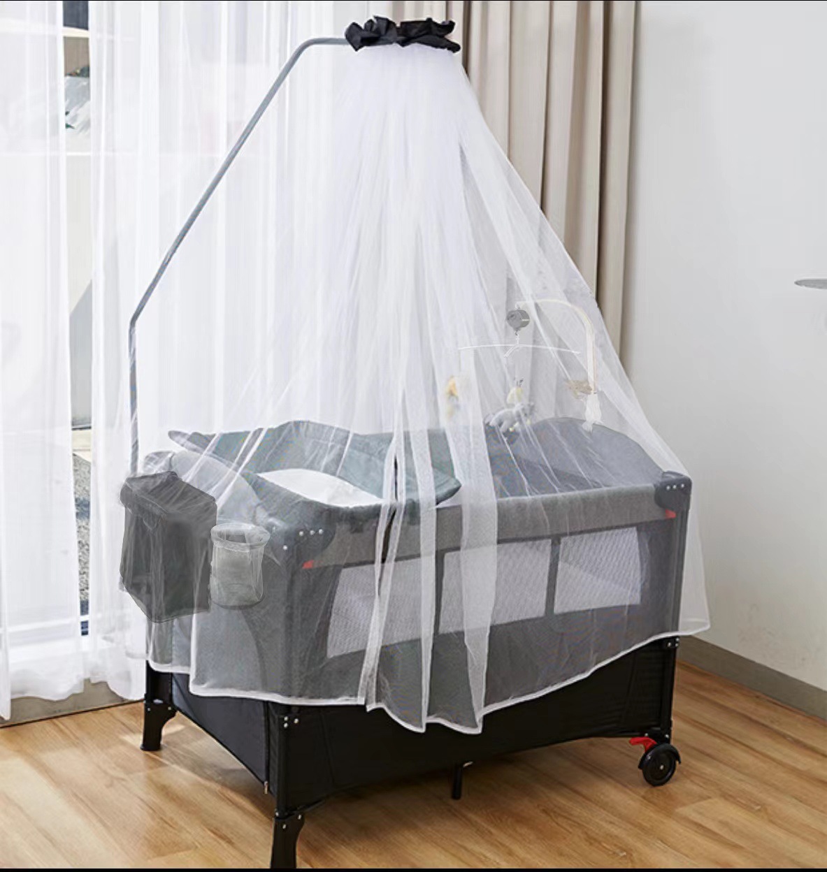 Crib Multifunctional Foldable Baby Bed Movable Portable Children's Cradle Bed Newborn Splicing Big Bed
