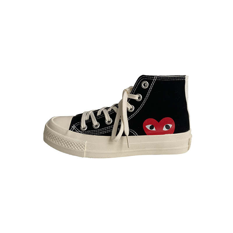 All-match classic retro canvas shoes 1970s carved love canvas shoes ulzzang women's high-top white shoes