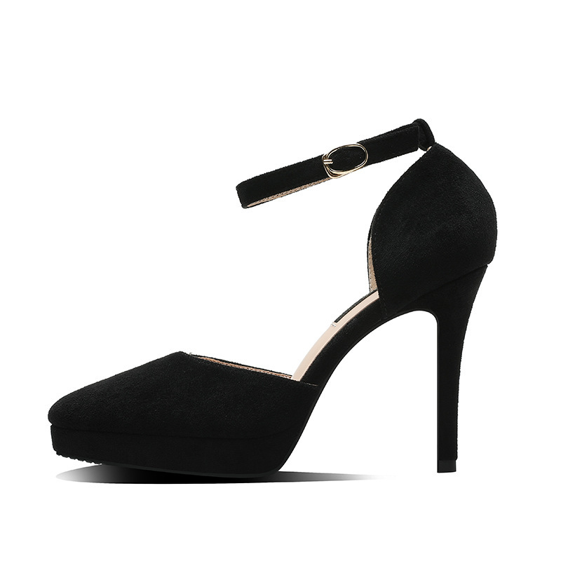 183-2 High Heels Women's Stiletto Platform Pointed Hollow Suede Shoes Women's 2020 New Spring and Summer Women's Shoes