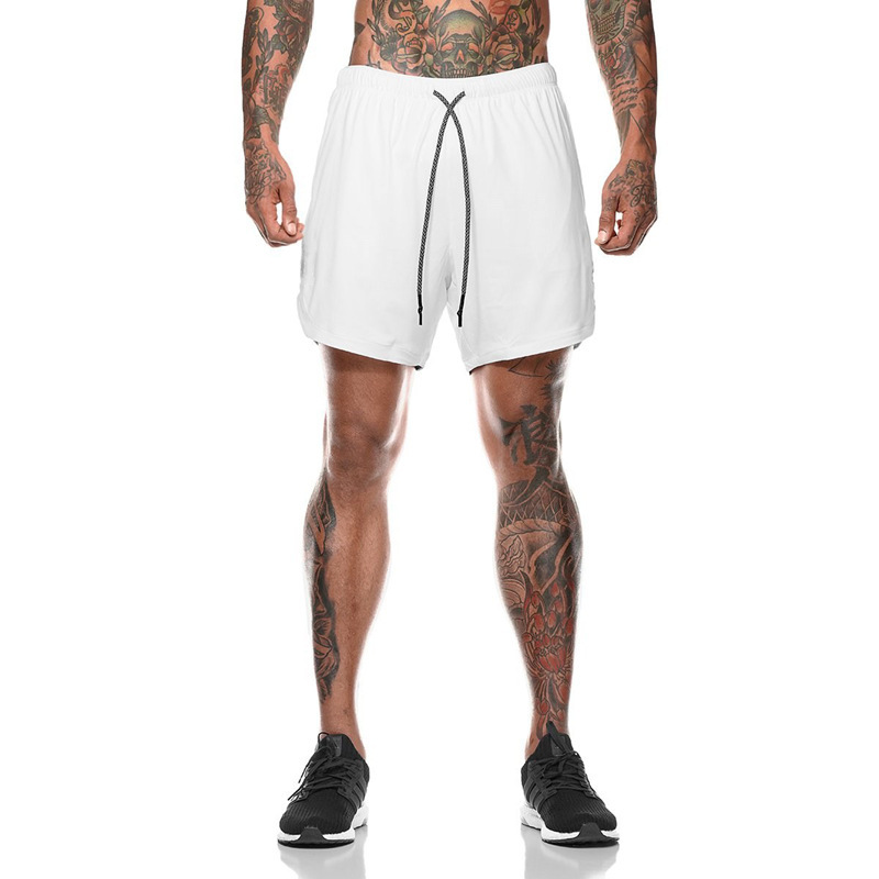 2023 Cross-border Double-layer Shorts Camouflage Summer Men's Large Size Five-point Quick-drying Breathable Fitness Sports Running Foreign Trade