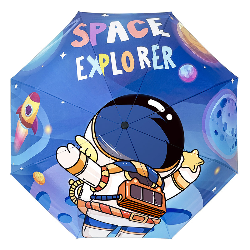 Cartoon Children's Umbrella Automatic Anti-rebound Secreted Safety Sunny Umbrella Folding Sunshade Reflective Umbrella for Students