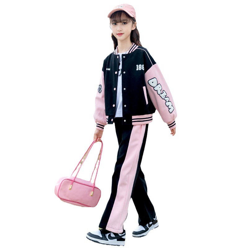2024 spring children's clothing new girls clothes big children's suit two-piece baseball uniform sports coat wholesale