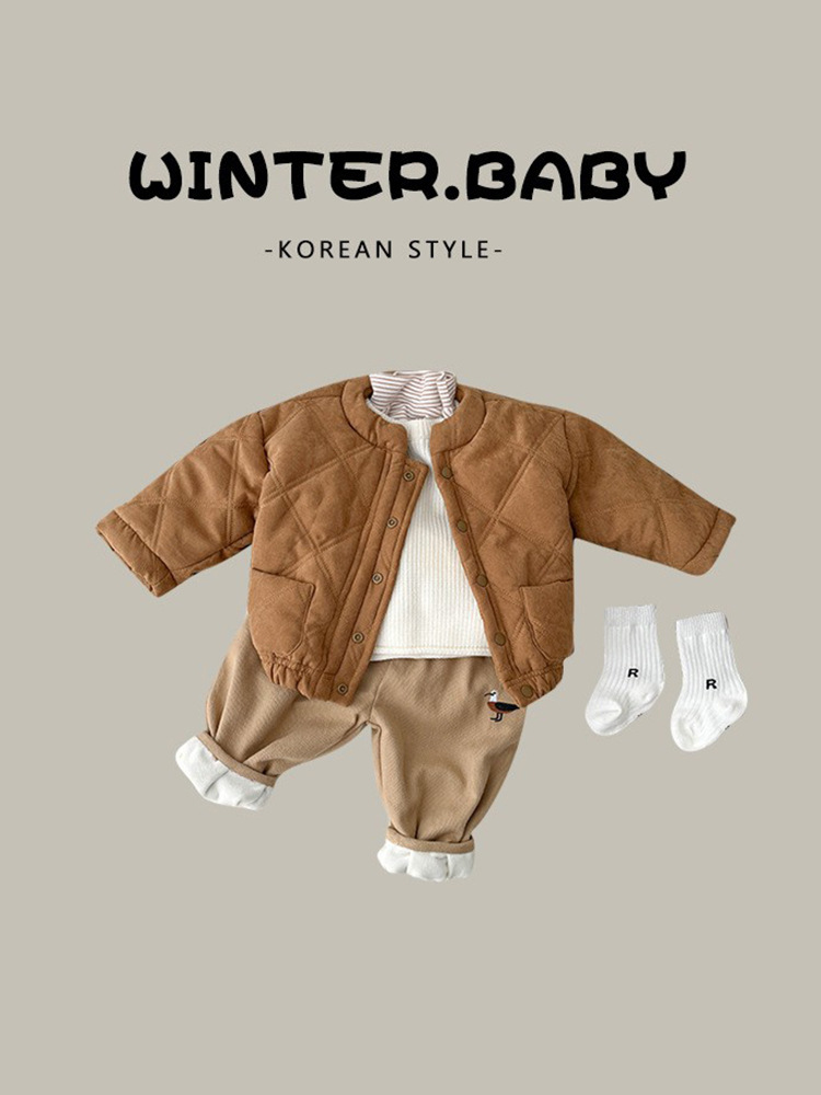 Korean style popular cotton-padded coat for boys and girls western style quilted thickened short coat children's cotton-padded coat baby winter jacket