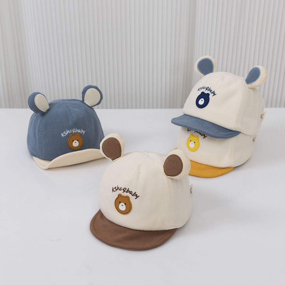 Little Bear Mark infant children's hat warm baby peaked cap cartoon Benhui new baby hat cartoon peaked cap