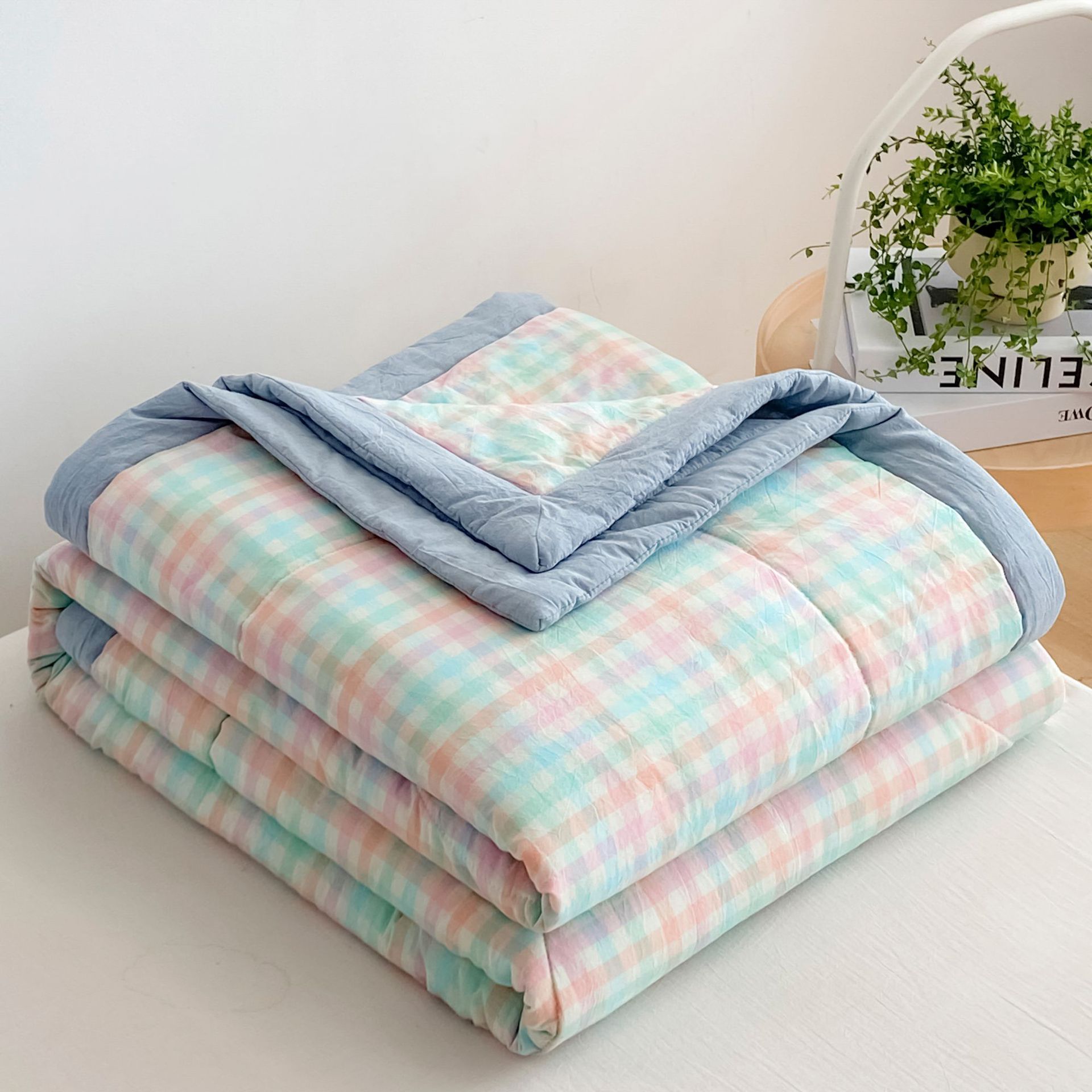 Pure Cotton Summer Quilt Washed Cotton Air-conditioning Quilt 100 Pure Cotton Summer Quilt Student Dormitory Double Thin Quilt Children's Summer Quilt
