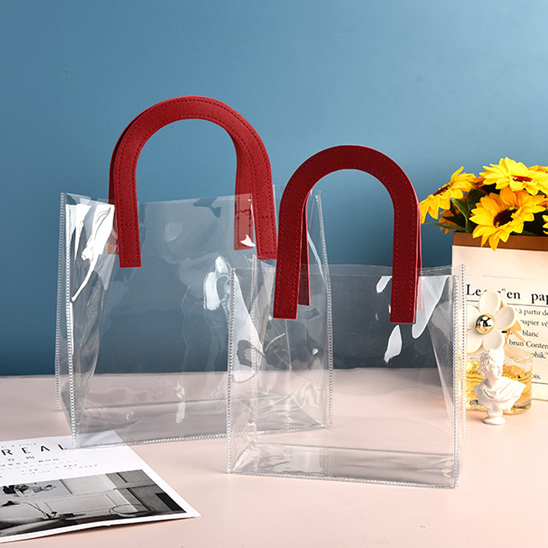 Wholesale gift pvc handbag U-shaped candy gift bag ins style plastic hand jelly bag in stock