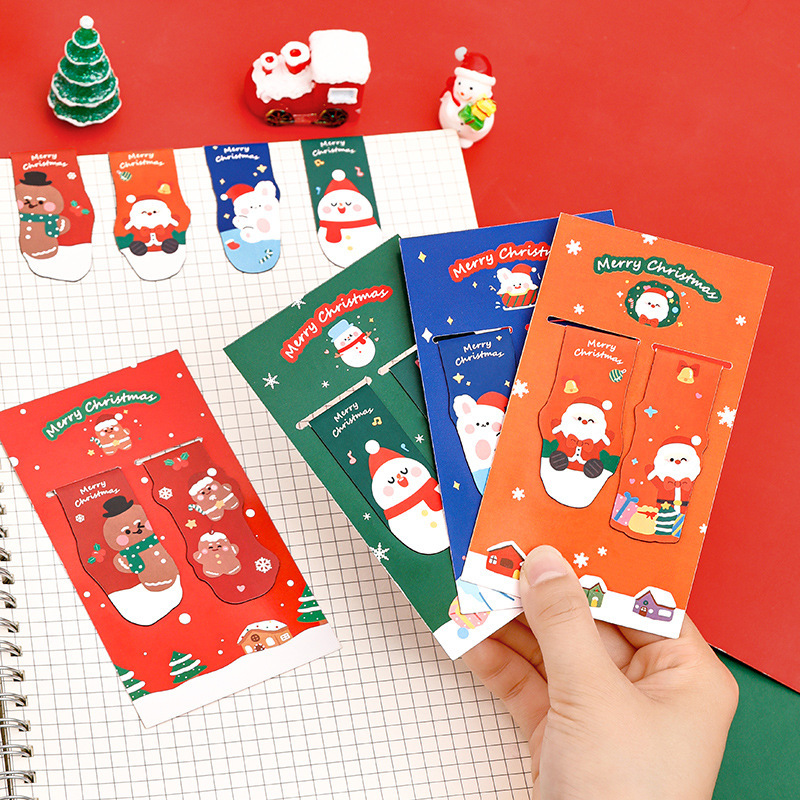Cartoon original Christmas magnetic bookmark student Christmas exquisite stationery small gift cute creative book page clip