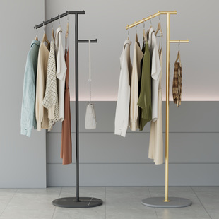Light Luxury Vertical Storage Internet Celebrity Clothes Hanger Modern Bedroom Living Room Floor-standing Rock Plate Metal Mobile Coat Rack
