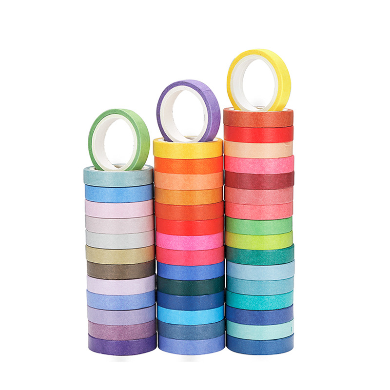Color paper tape width 8mm decorative stickers 60 color rainbow tape set