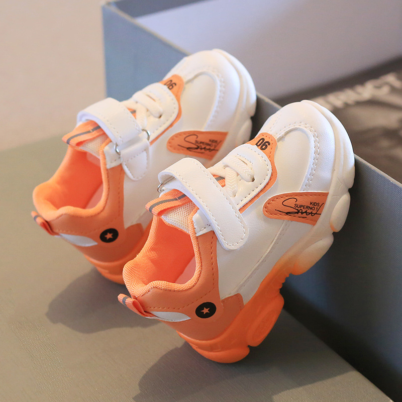 Children's sports shoes 2024 spring boys and girls small white shoes leather soft bottom baby baby toddler shoes a generation of hair