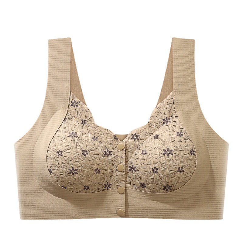 Mother's Underwear Traceless Laptop Anti-sagging Non-rimless Gathering Breathable Front Buckle Nursing Bra plus size