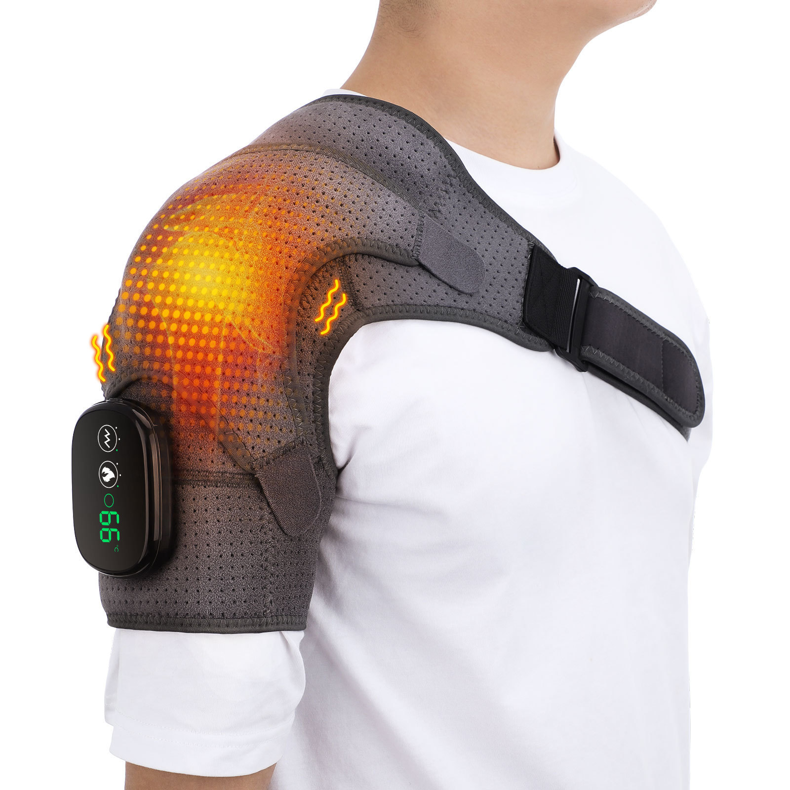 Touch Screen Controller Hole Shoulder Pad Electric Heating Shoulder Pad Middle-aged and Elderly Neck Shoulder Joint Strain Heating Vibration Massager