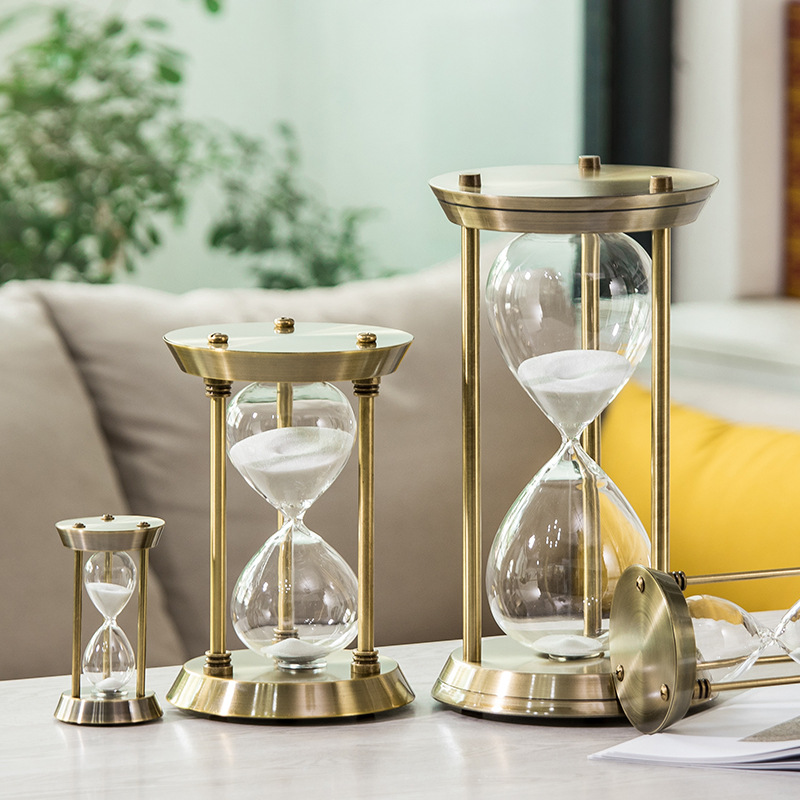 Bronze three-column sandstone 3/15/30/60 minutes learning timer craft ornaments birthday gifts business gifts