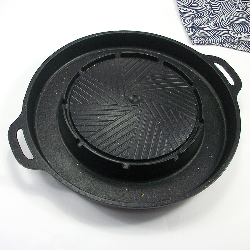 Factory wholesale rinse roast integrated pot barbecue plate barbecue plate outdoor teppanyaki card stove camping Maifan stone baking plate