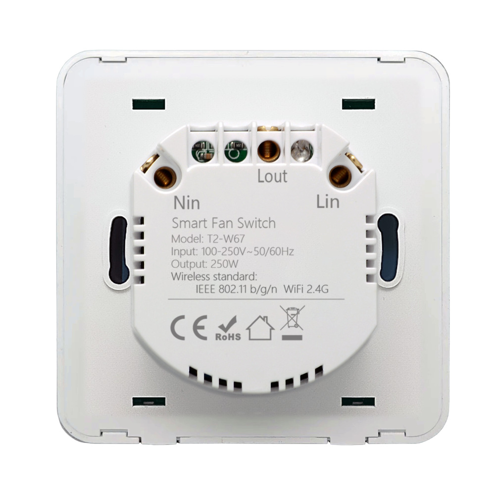 wifi knob fan switch graffiti smart fan switch tempered glass panel 5-speed variable speed real-time digital display