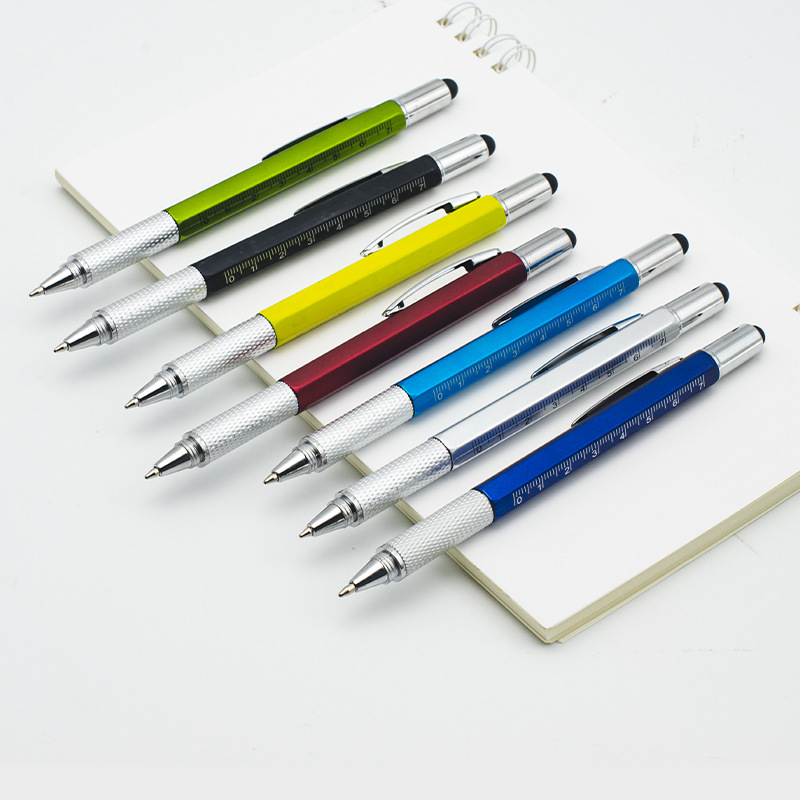Six-in-one multifunctional screwdriver touch screen caliper level meter advertising ballpoint pen creative stationery gift pen wholesale
