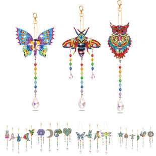 5d Diamond painting wind chime double-sided sticker Diamond owl crystal glass pendant diy love butterfly acrylic kit