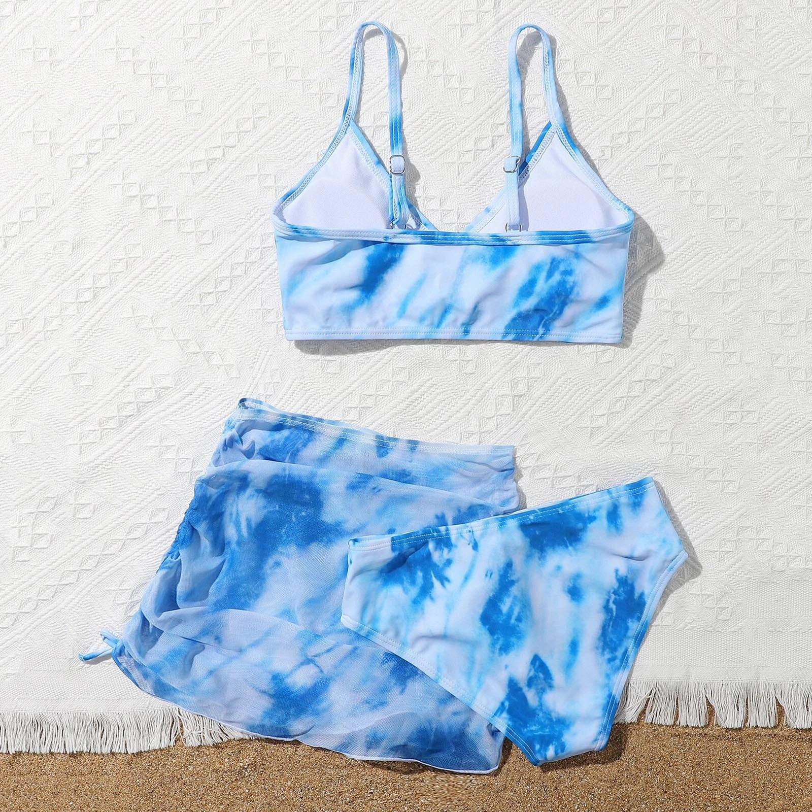 Europe and the United States cross-border new children's swimsuit tie-dye three-piece mesh skirt parent-child adult swimsuit bikini