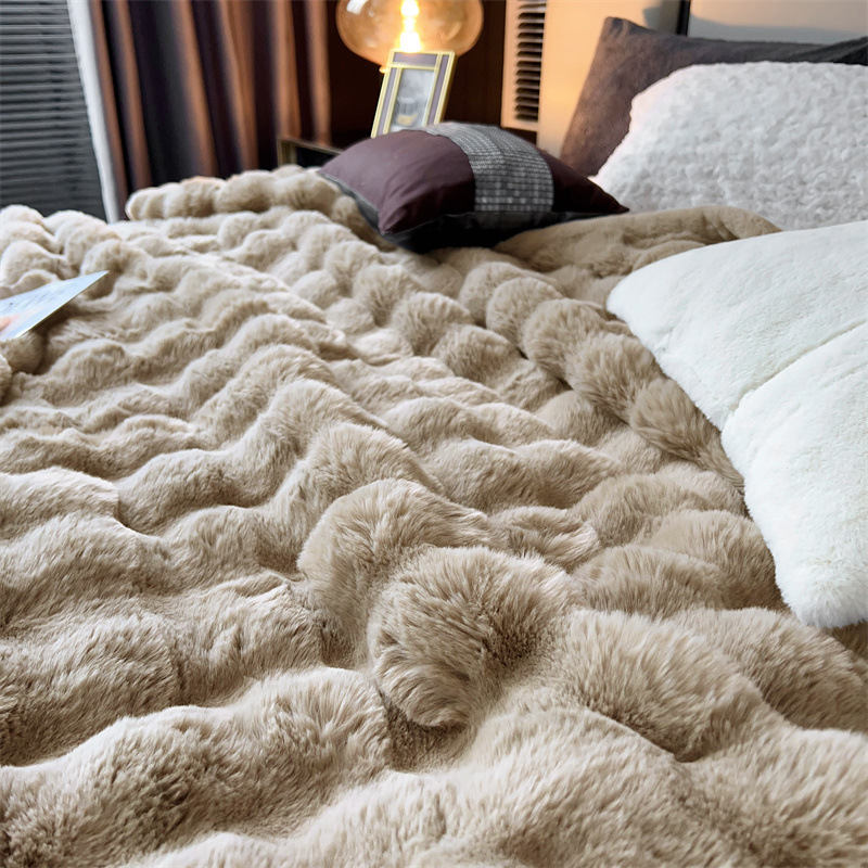[Blanket thickened 11kg] imitation rabbit fur fur grass blanket double wedding red blanket autumn and winter warm blanket