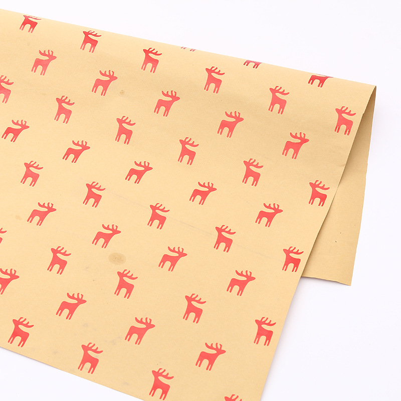 Christmas gift wrapping paper wholesale 100g gilded Kraft paper flower bouquet packaging material gift cross border packaging
