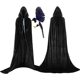 Black Halloween Cloak Medium Thick Cloak Hooded Velvet Coat Funny Coat Stage Coat Coat Coat
