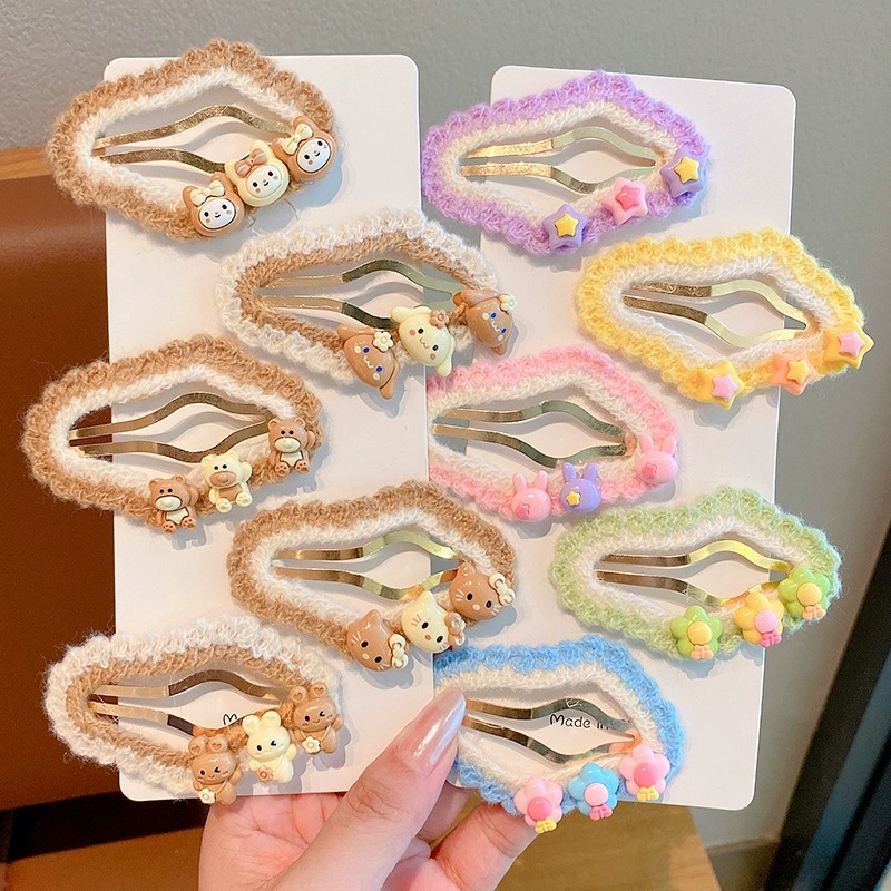 Autumn and Winter Children's hairpin cloud BB clip cute broken hair side clip bangs hairpin headdress hair plush star hairpin