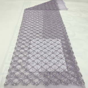 2024 new heavy industry bead tube rice grain bead embroidery + sequin embroidery wedding dress evening dress women's dress fashion clothing bead embroidery fabric