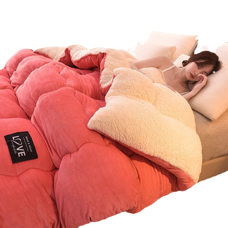Lamb velvet quilt milk velvet winter quilt padded warm quilt student dormitory single quilt live group purchase wholesale