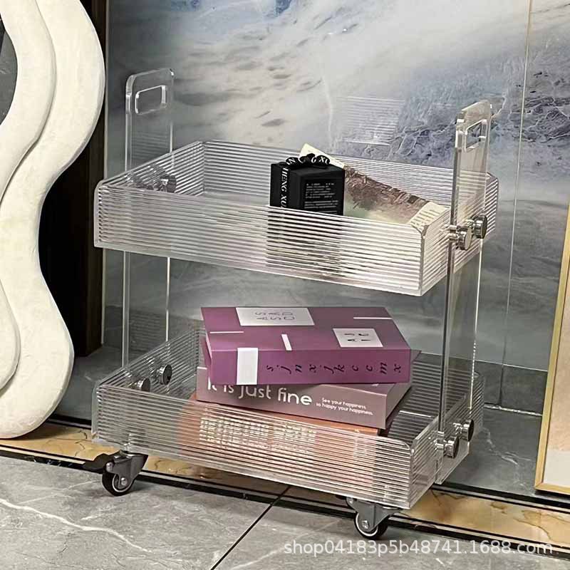 Acrylic Transparent Removable Cart Storage Rack Multi-Layer Simple Storage Rack Living Room Sofa Side Table Storage Cabinet