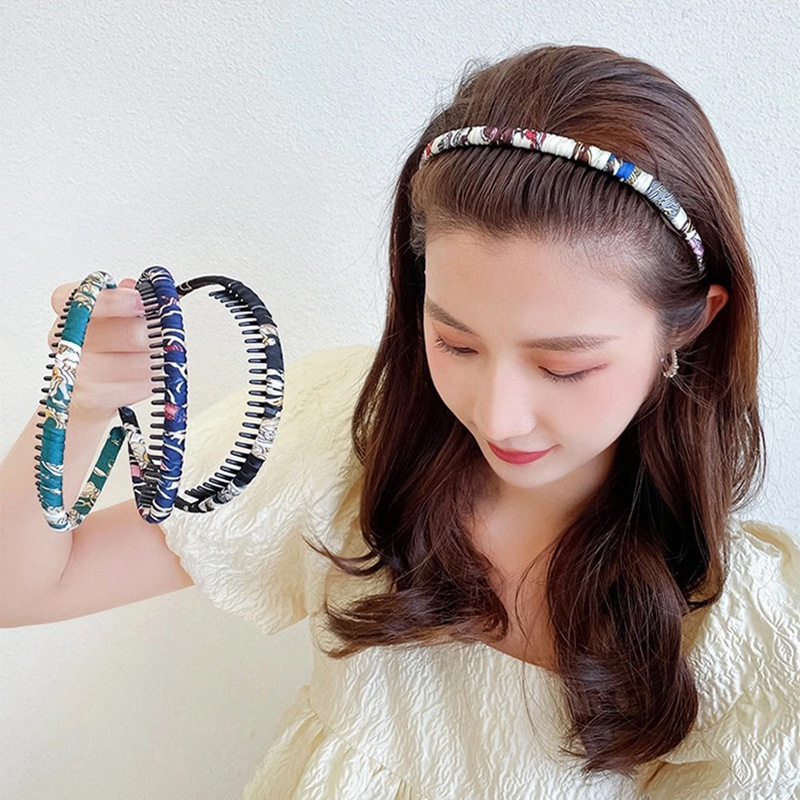 C109 Korean Style Face Wash Hair Accessories Internet Celebrity Floral Comb Hairband All-inclusive Toothed Pressed Hair Hoop Hairpin for Women