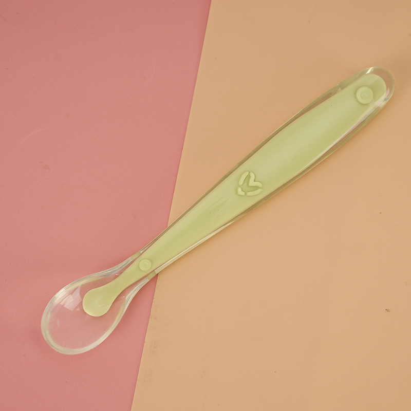 2023 new baby soft silicone spoon tableware Bowl Spoon newborn children soft head spoon complementary small spoon
