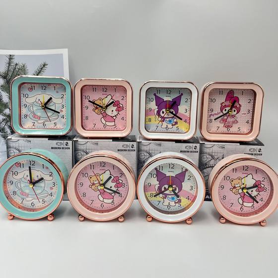 Coolomedi Yugui dog round alarm clock KT cat mute alarm clock bedroom desktop decoration clock prize