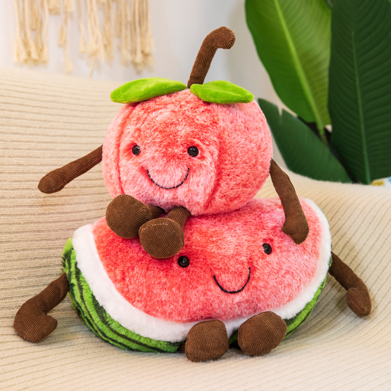 Creative Watermelon Cherry Plush Toy Short Plush Simulation Fruit Doll Cute Girl Pillow Cute Doll Gift