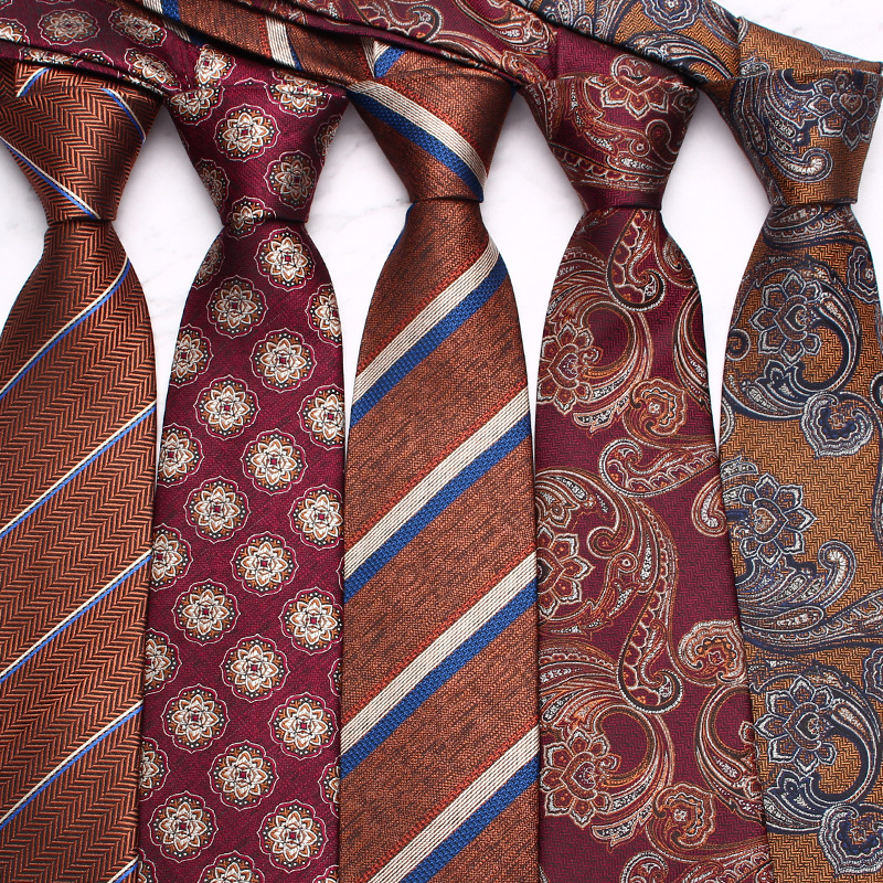 Leer new brown tie men's business fashion polyester hand tie factory in stock wholesale multi-color optional