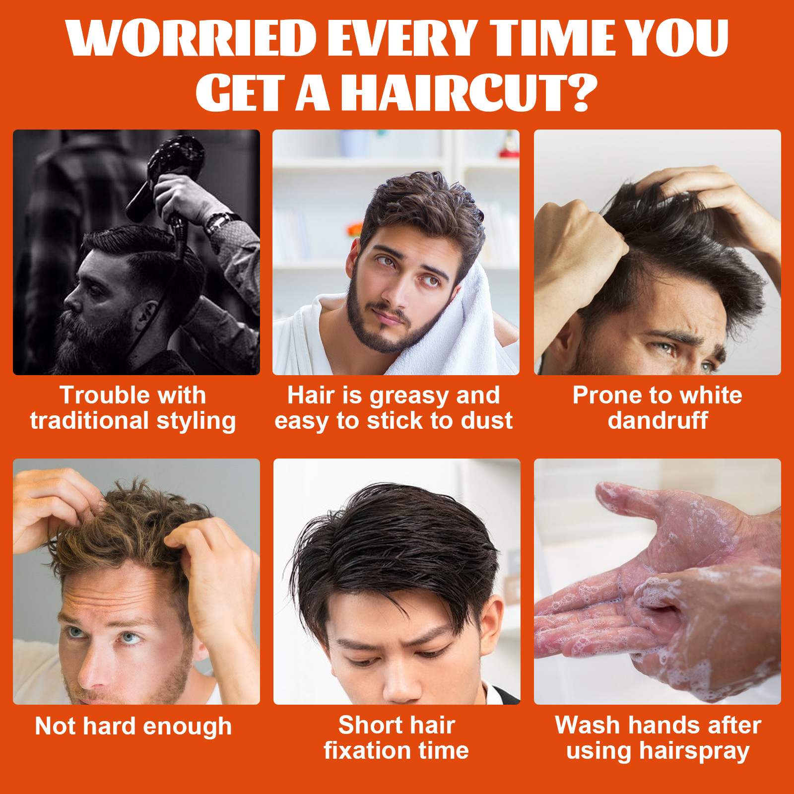East Moon Men's hair wax comb retro oil head big back styling moisturizing lasting comb a comb styling