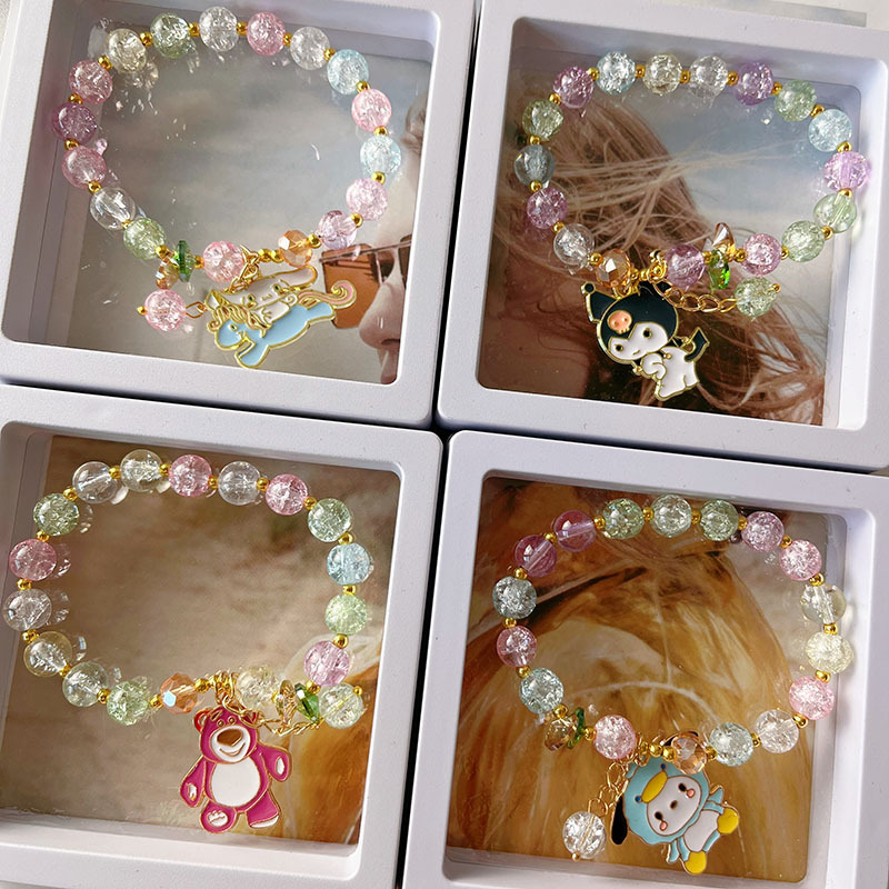 New Children's Sanrio Bracelet Colorful Explosive Crystal Beads Jade Cinnamon Dog DIY Internet Celebrity Beaded Jewelry Wholesale