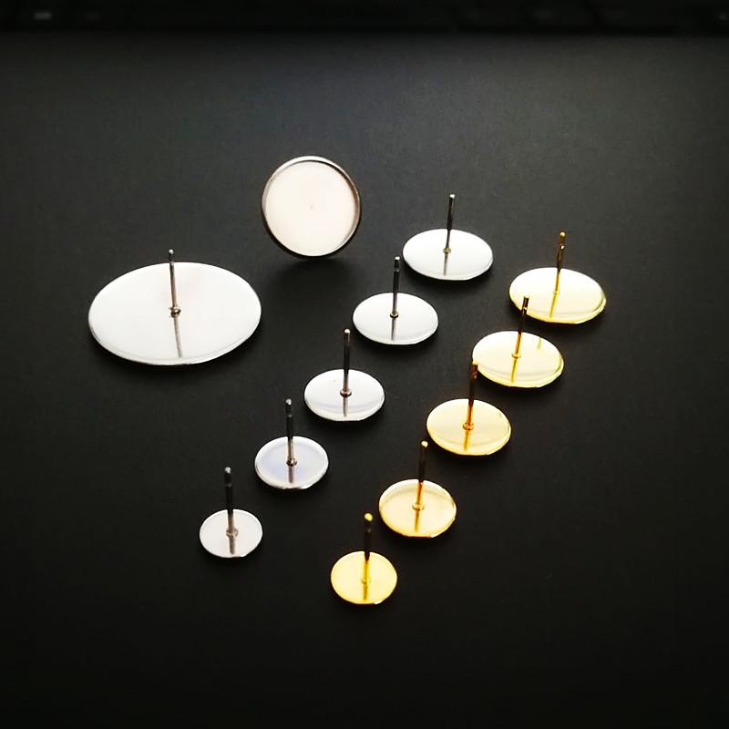 316 stainless steel ear pin earring accessories 6-30mm Time Gem bottom tray base DIY ear pin