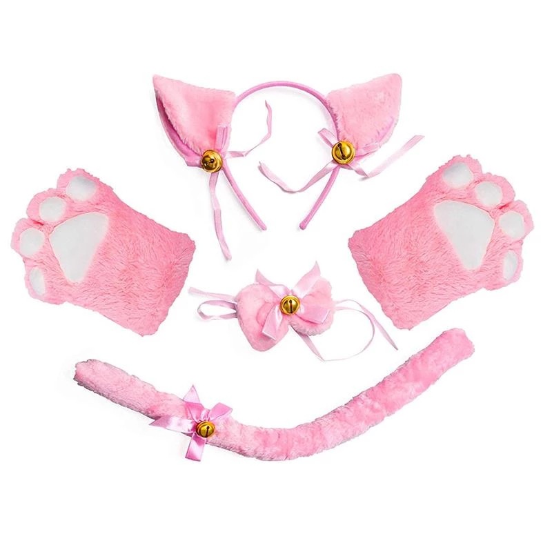 Supply of cute cat cosplay props, cat ears, headbands, cat paws, gloves, cat tail accessories set