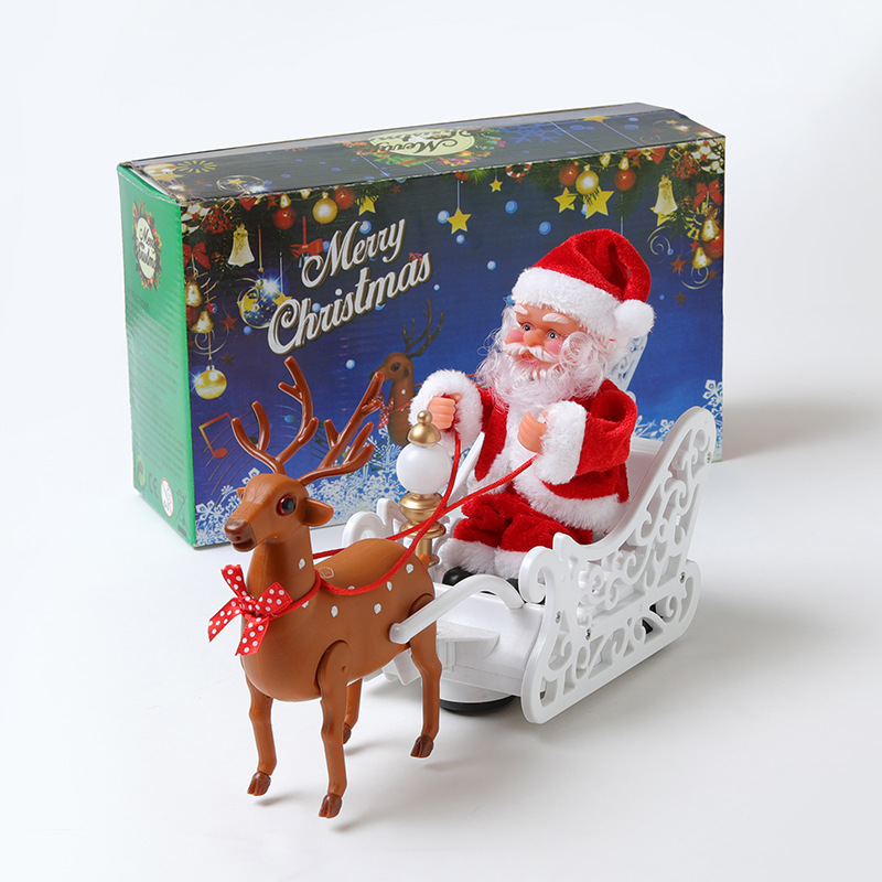 Deer pull car music Electric Santa Claus children's toy Christmas gift desktop Christmas decoration Christmas decoration