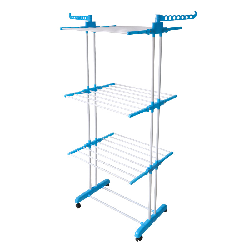 移动多层晒衣架毛巾晾晒架家用落地折叠双杆晾衣架挂衣架