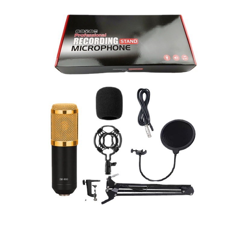 Cross-border supply BM800 condenser microphone set mobile phone sound card live computer recording microphone wholesale