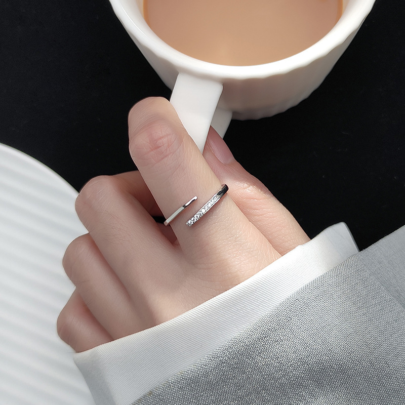 Nalan s925 argento sterling stile coreano fresco semplice monogramma micro bordo diamante temperamento aperto gioielli donna J3616_voghion.com