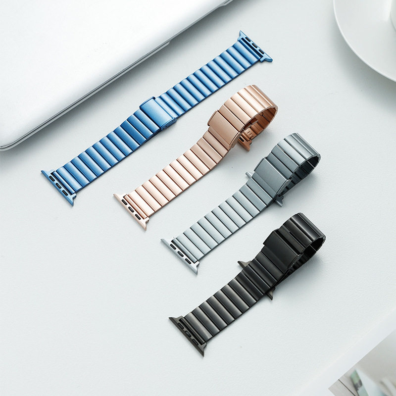 Suitable for Apple Applewatch Strap Metal Stainless Steel Bamboo Bead Universal Huawei Samsung 22mm