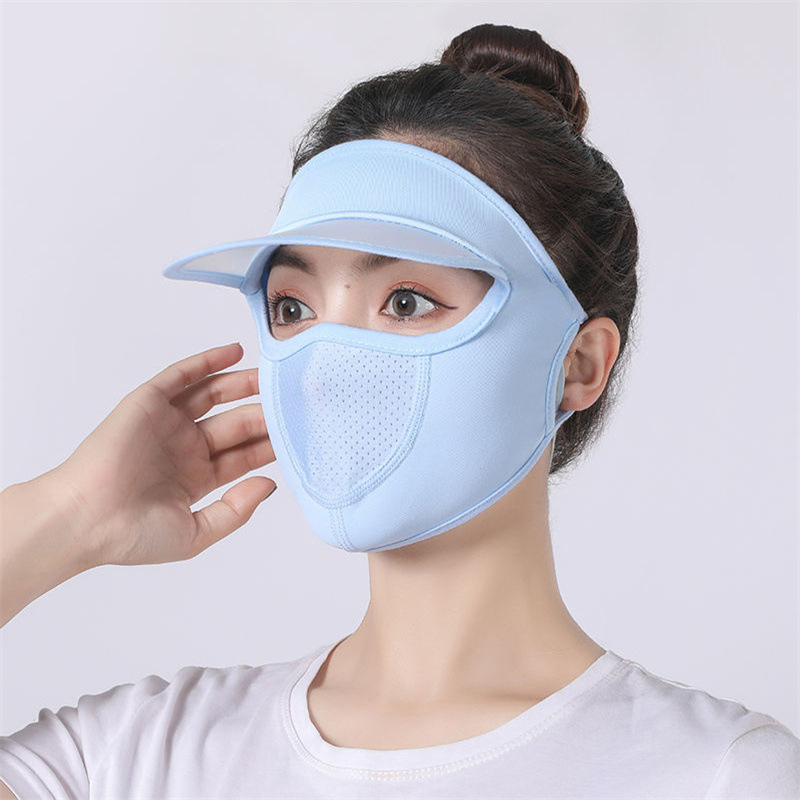 Summer big sale New Ice Silk thin sunscreen mask with hat brim breathable washable sunshade mask for men and women