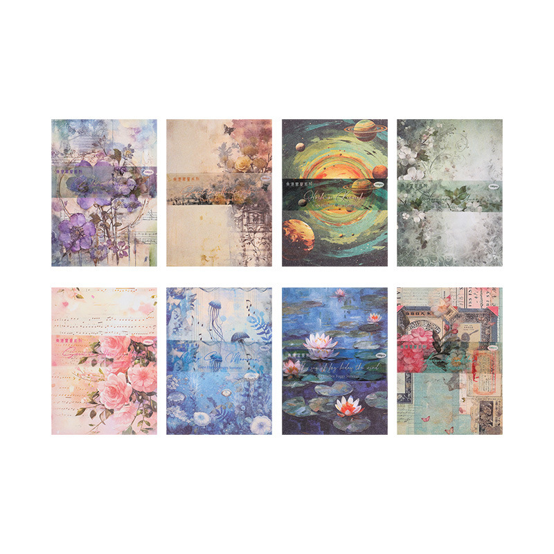 Jiao Gang misty summer Journal material paper cross-border retro background decorative stickers non-adhesive collage note book